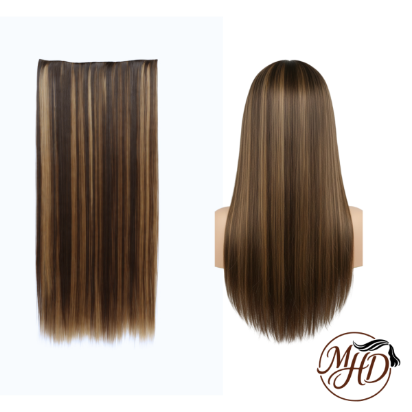 Brown with Golden Streaks Straight hair extensions